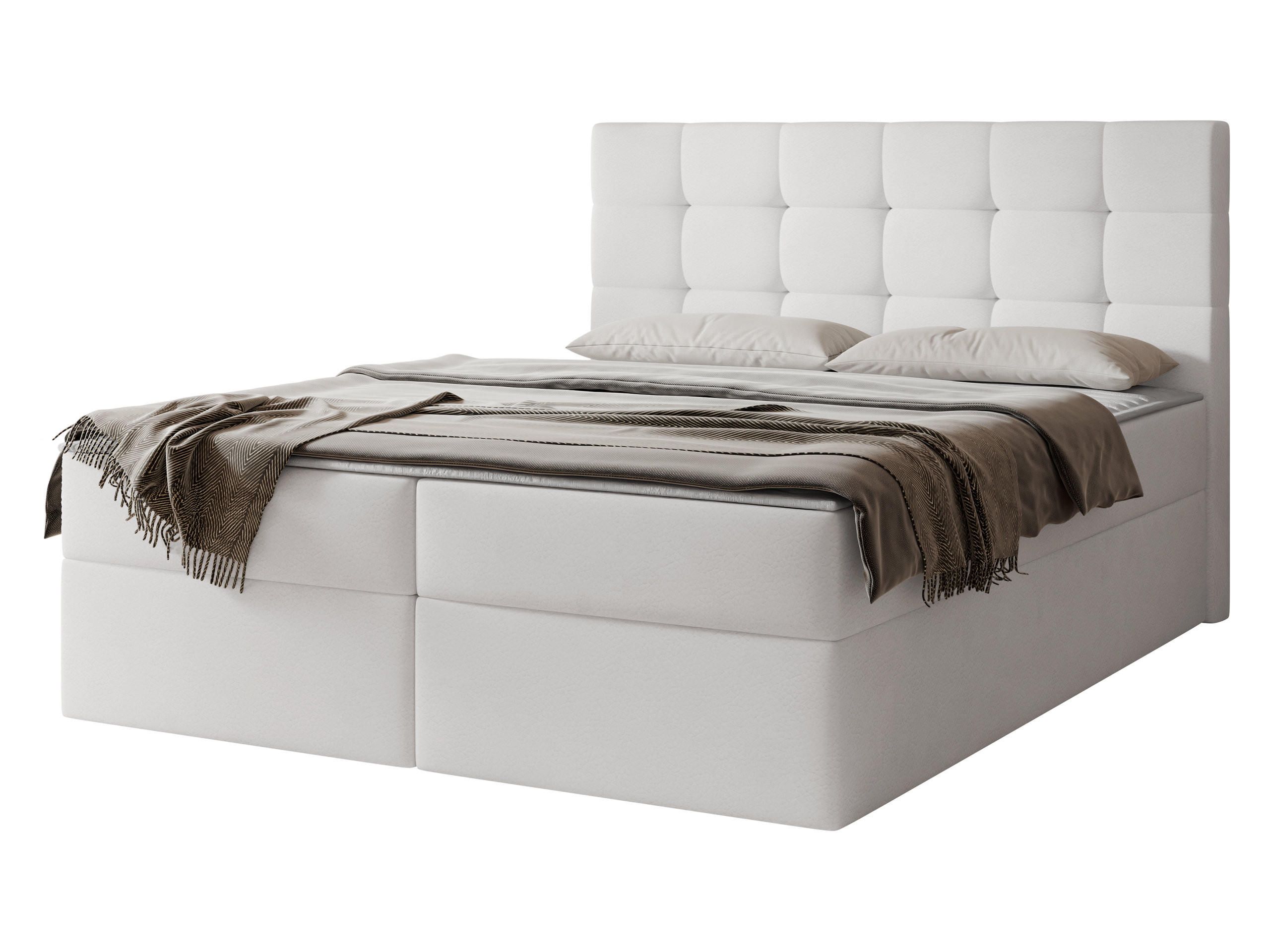 BOXBETT Luanda - H3 - Weiß, Holzwerkstoff/Textil (180/200cm) - MIRJAN24
