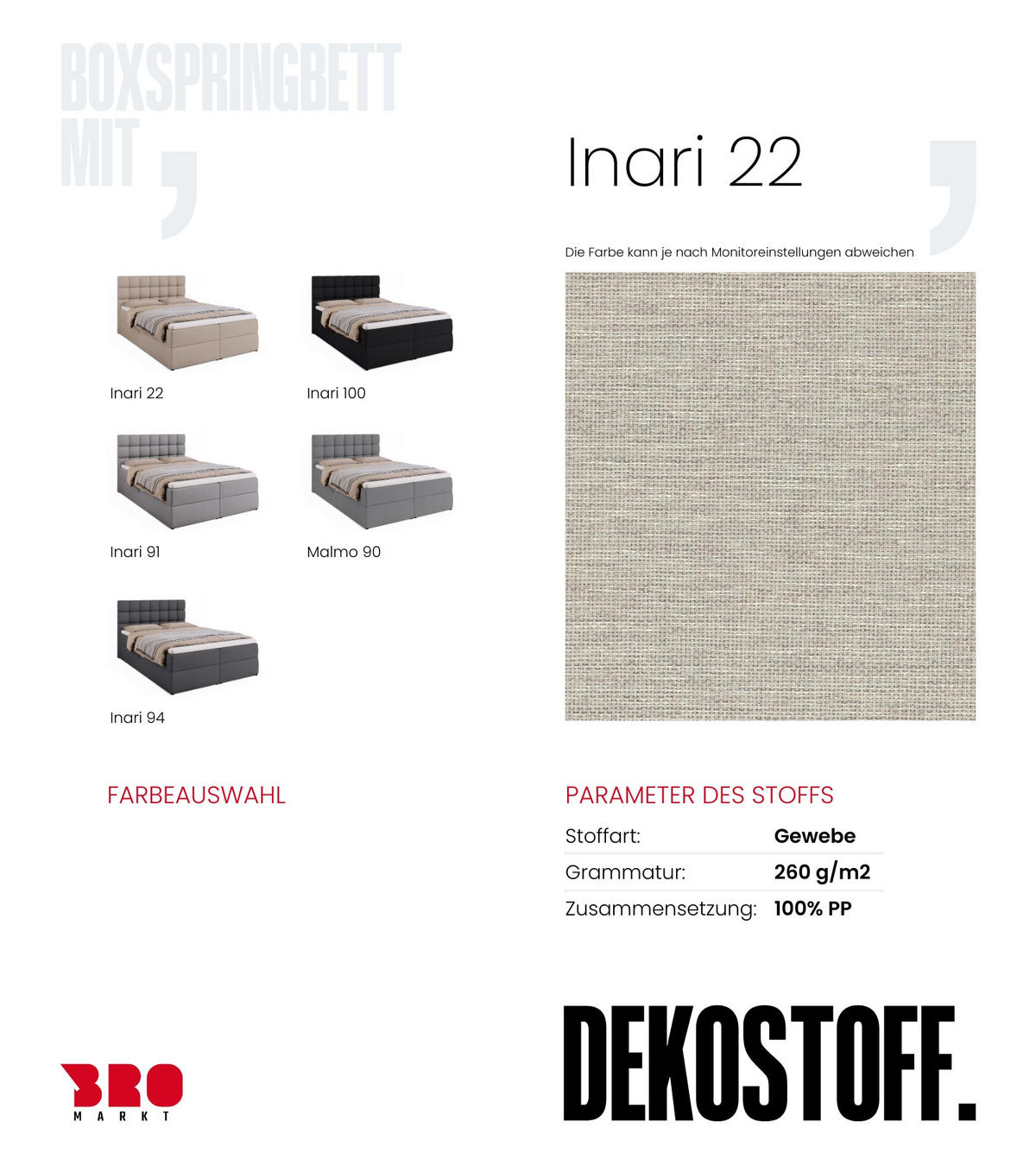 BOXBETT Dakota mit Topper 140/200 Beige - Beige, Textil (140/200cm) - Bromarkt