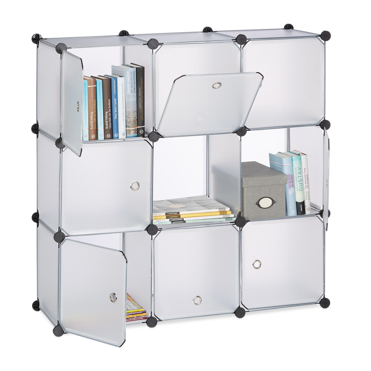 REGALSYSTEM - Transparent, Kunststoff/Metall (32/95.5/95.5cm) - Relaxdays