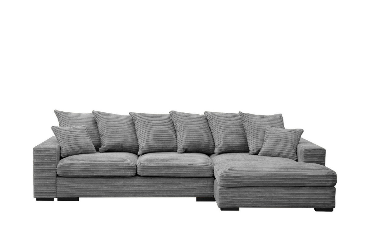 ECKSOFA Mit Schlaffunktion Und Bettkasten Couch L-form Gabon Stoff Zoom Grau Rechts - Grau, Holz (285/155cm) - Kaiser Möbel