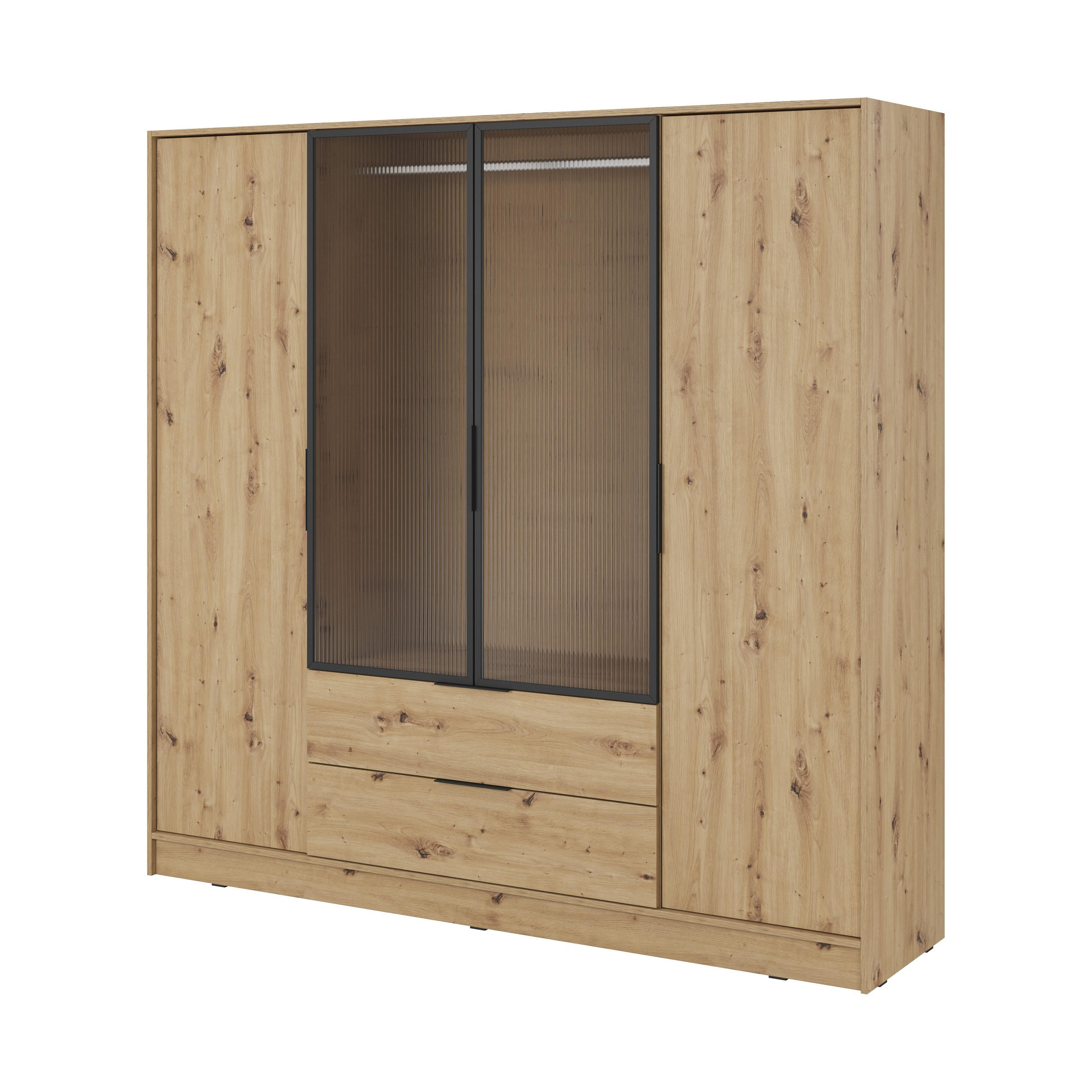 DREHTÜRENSCHRANK CATERINA 206/200/51 cm 4-türig Eiche Artisan - Eiche Artisan, Holzwerkstoff (206/200/51cm) - MASSENO