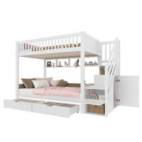 ETAGENBETT 90/200 cm Weiß mit Kleiderschrank und Stauraumtreppe - Weiß, Holz (90/200cm) - Flora Grace