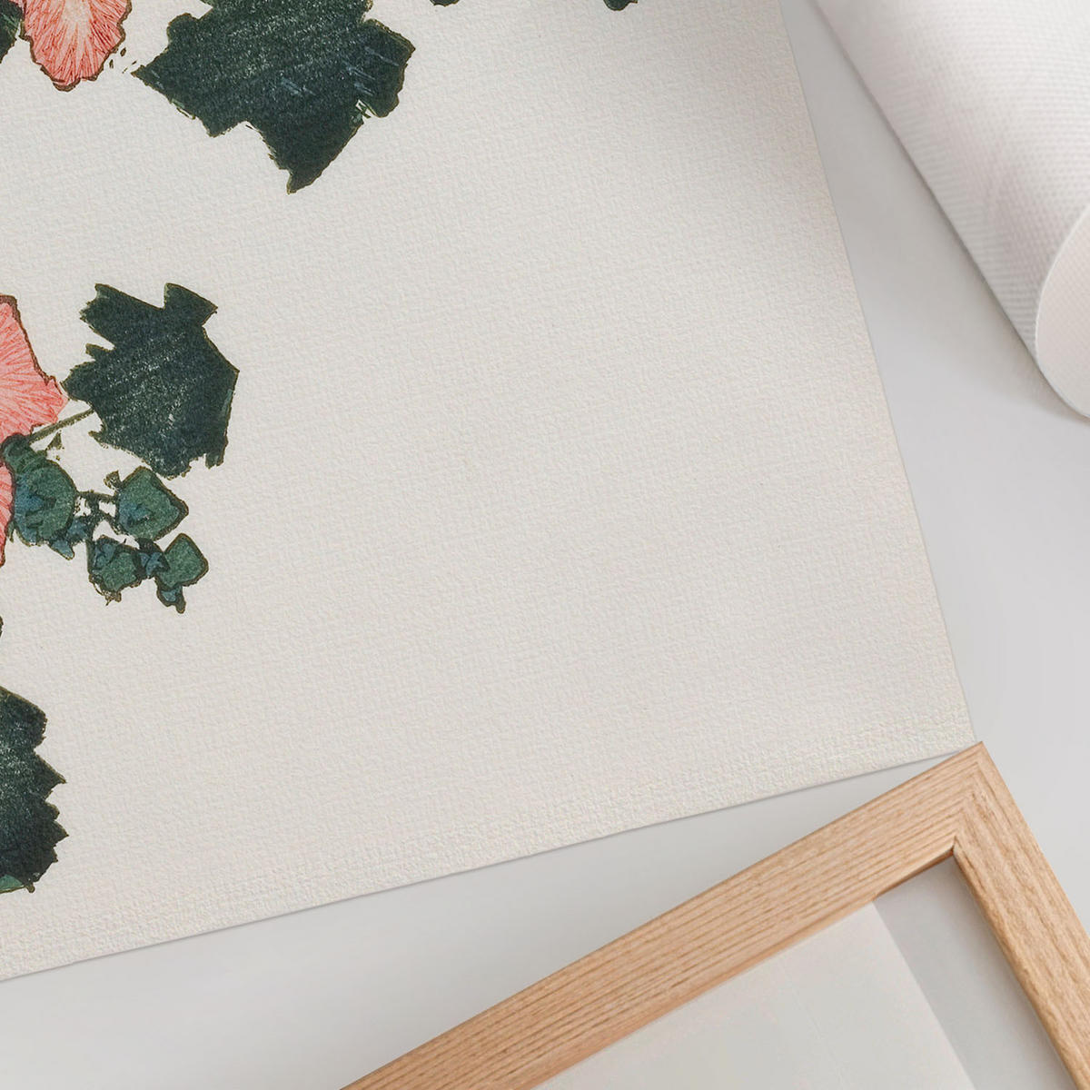 POSTER - 42x29 cm (A3) - Hokusai - Rote Rosen - Beige, Textil (42/29.7/0.1cm) - TULUP