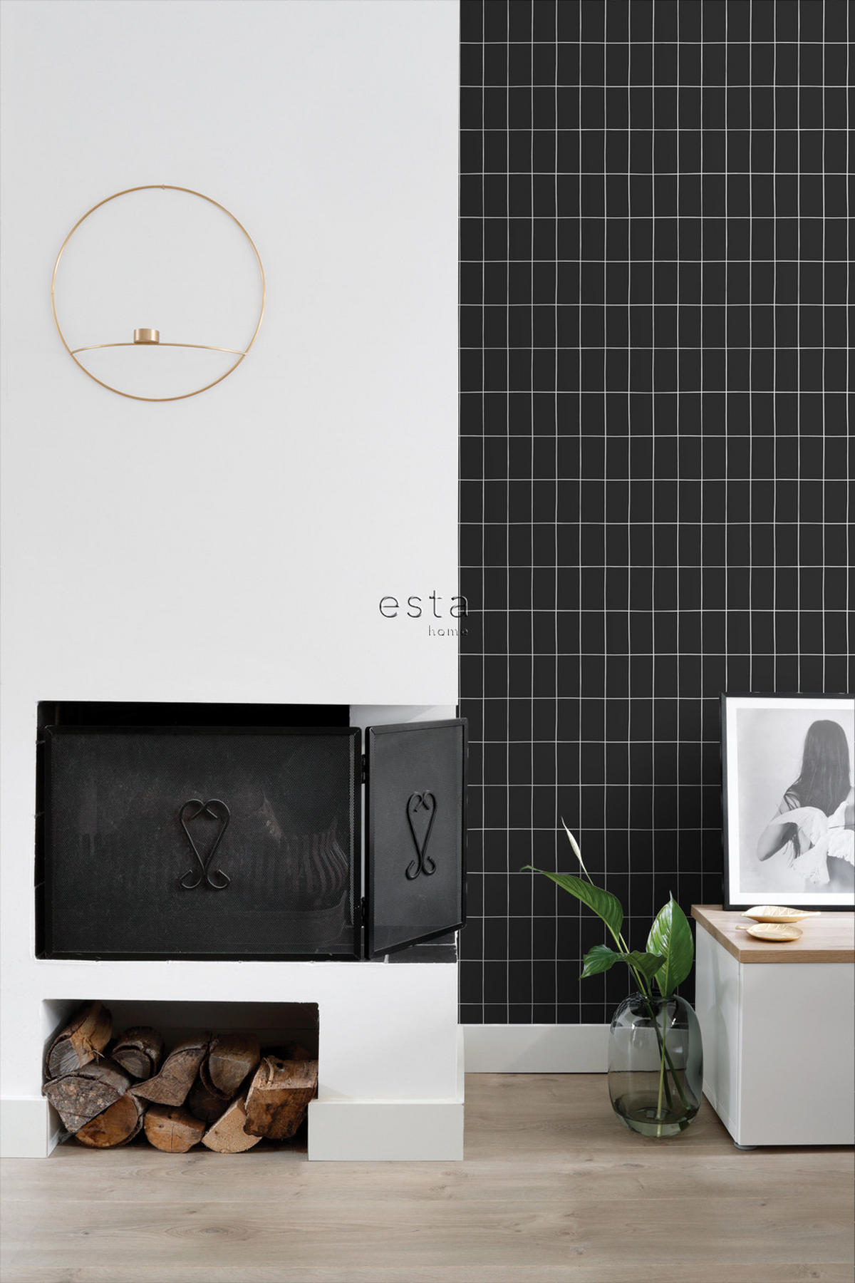 TAPETE kleine Fliesen 53 cm x 10.05 m - Schwarz, Papier (53/1000cm) - ESTAhome