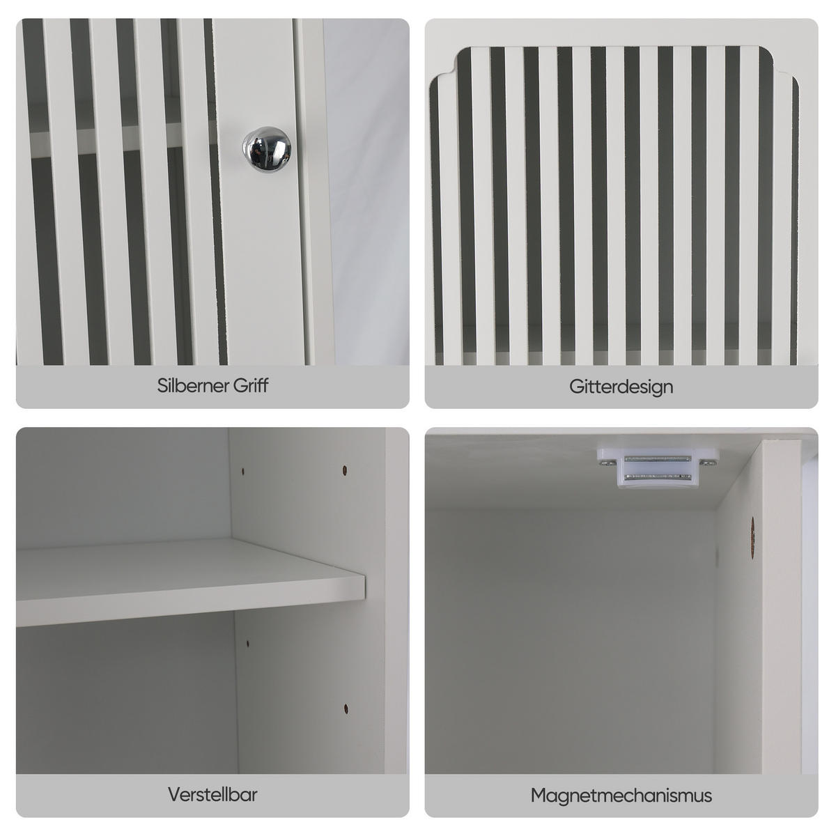 BADEZIMMERSCHRANK Hochschrank Weiß mit Lamellentüren & verstellbaren Böden - Weiß, Holzwerkstoff (36/163/30cm) - Urban Meuble