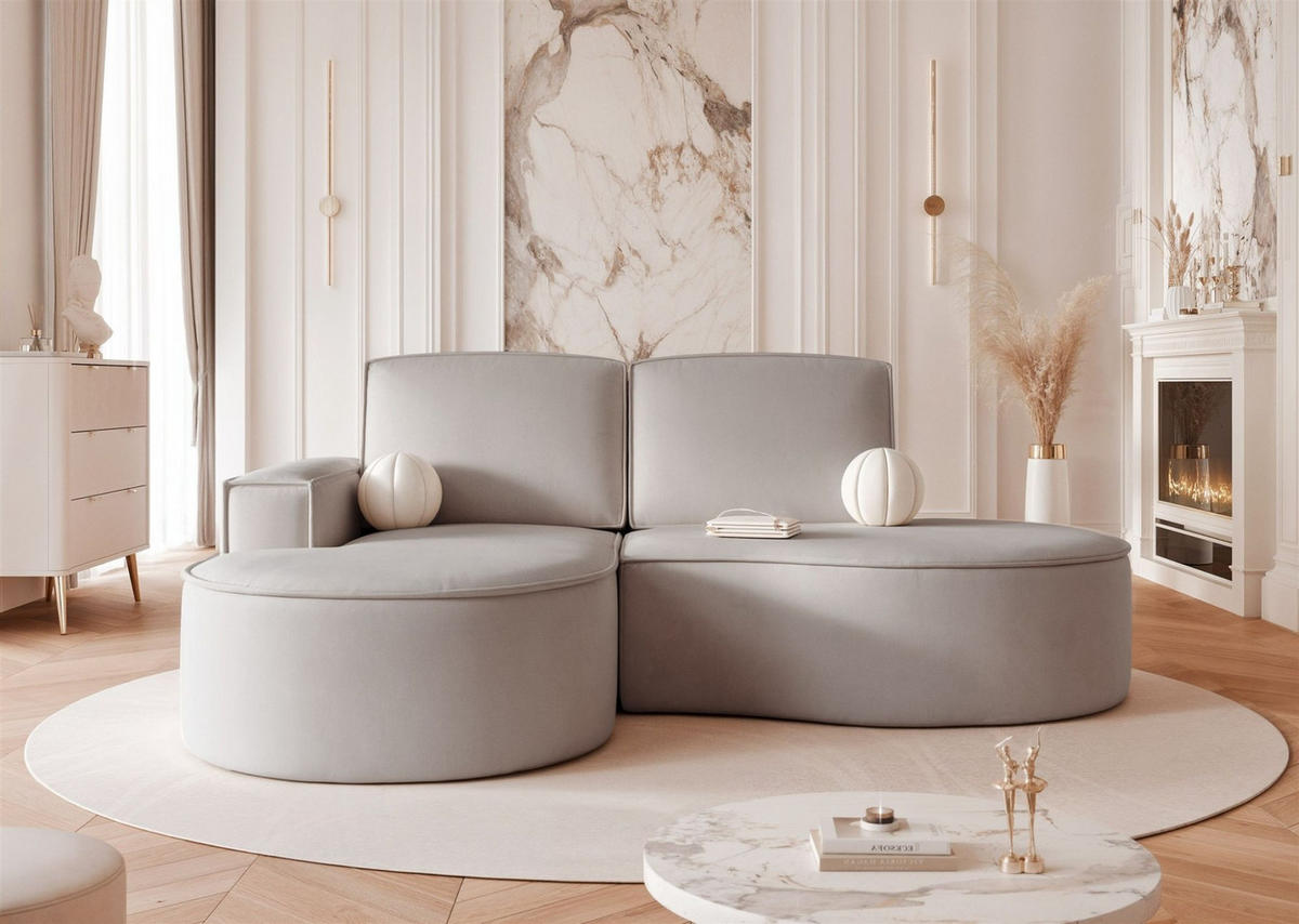 ECKSOFA Arlet In Stoff Riviera - Hellgrau, Holzwerkstoff/Textil (277/156cm) - Fun Möbel