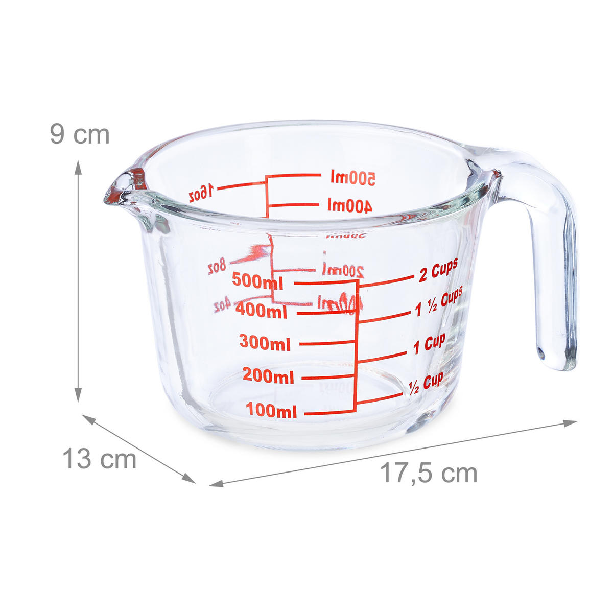 MESSBECHER - Transparent, Glas (0.5L) - Relaxdays