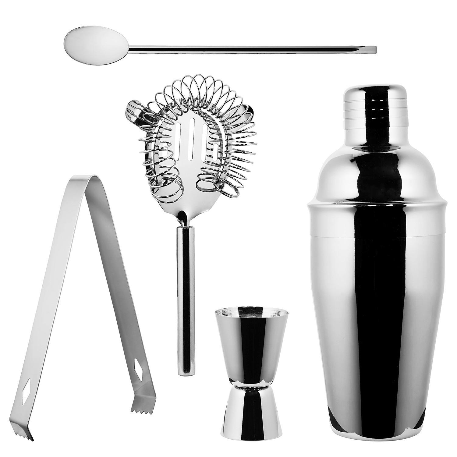 COCKTAIL-SET (5-teilig) Manhattan Lounge - Silberfarben, Metall (27/5/27cm) - Butlers