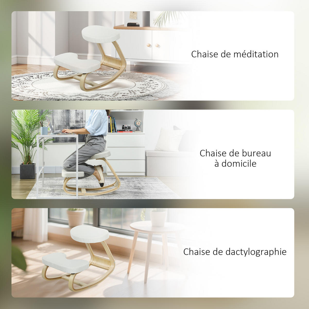 KNIESITZ DE-11774 50/73/55 cm Creme - Creme, Holz (50/55/73cm) - ComfortXL