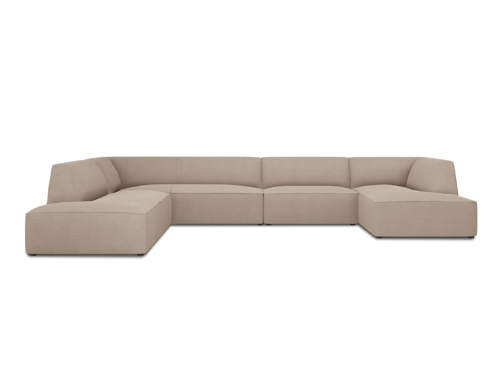 PANORAMASOFA links Ruby aus strukturiertem Stoff dunkelbeige 7 Sitzplätze - Beige, Textil (273/69/366cm) - Micadoni