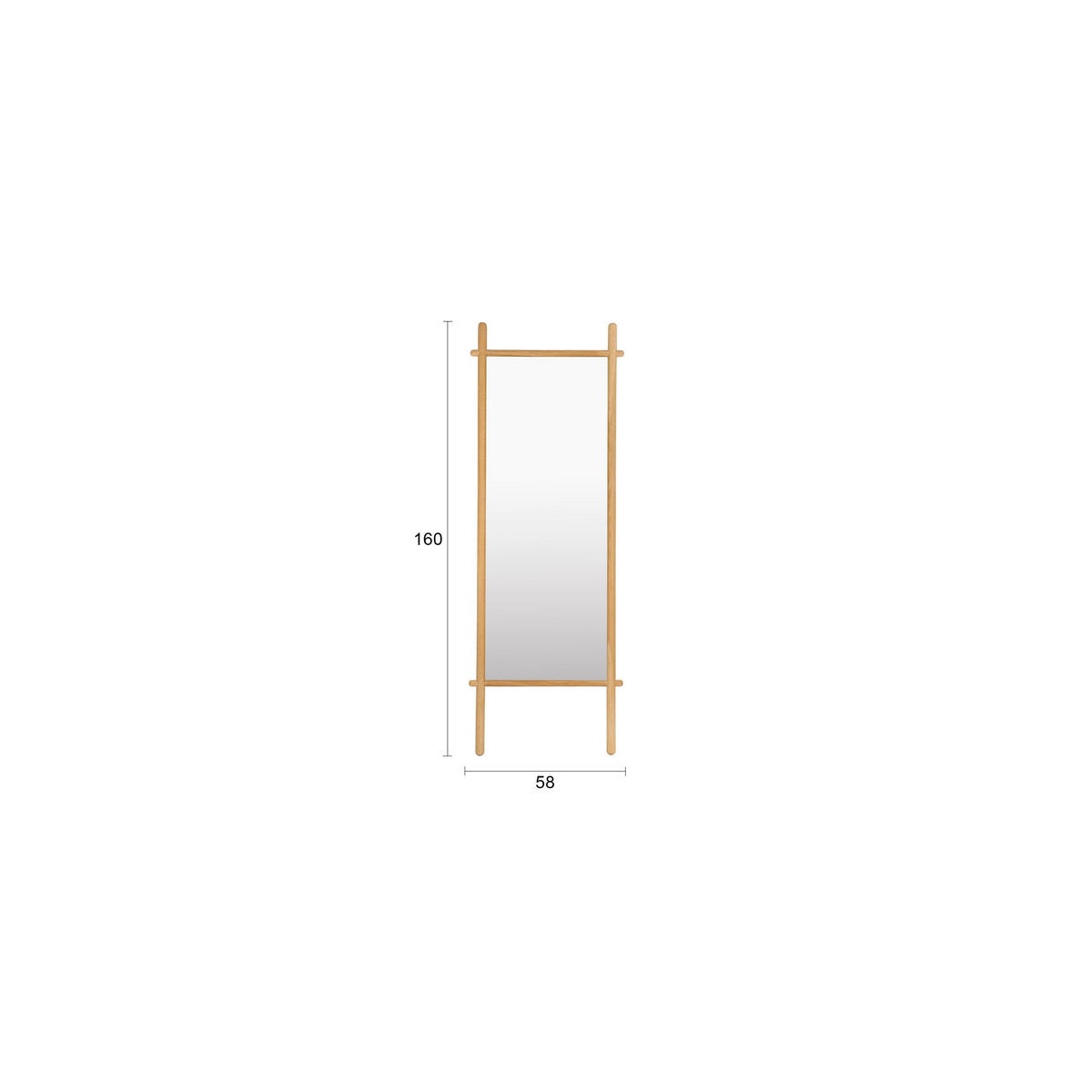 STANDSPIEGEL Solene Spiegel/ Naturel - Eschefarben, Holz (58/160/3.6cm) - Drawer