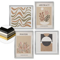 WANDBILDER 4er Set - 50x50 cm & 40x60 cm Silberner Rahmen - Abstrakte Formenmuster - Silberfarben, Kunststoff (50/50cm) - ArtPrintCave