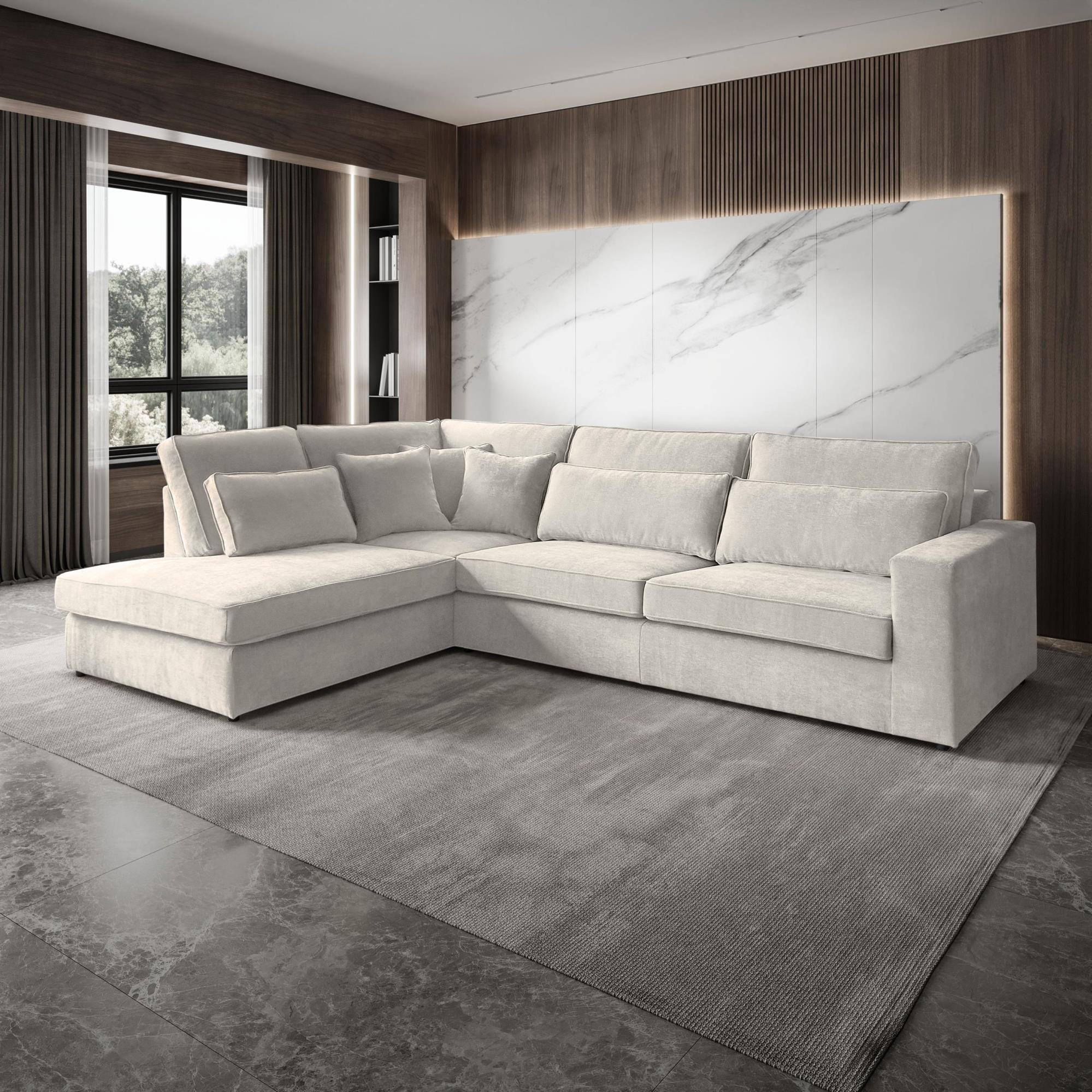 ECKSOFA Parma ohne Schlaffunktion beige links - Beige/Schwarz, Textil (314/224cm) - Beautysofa