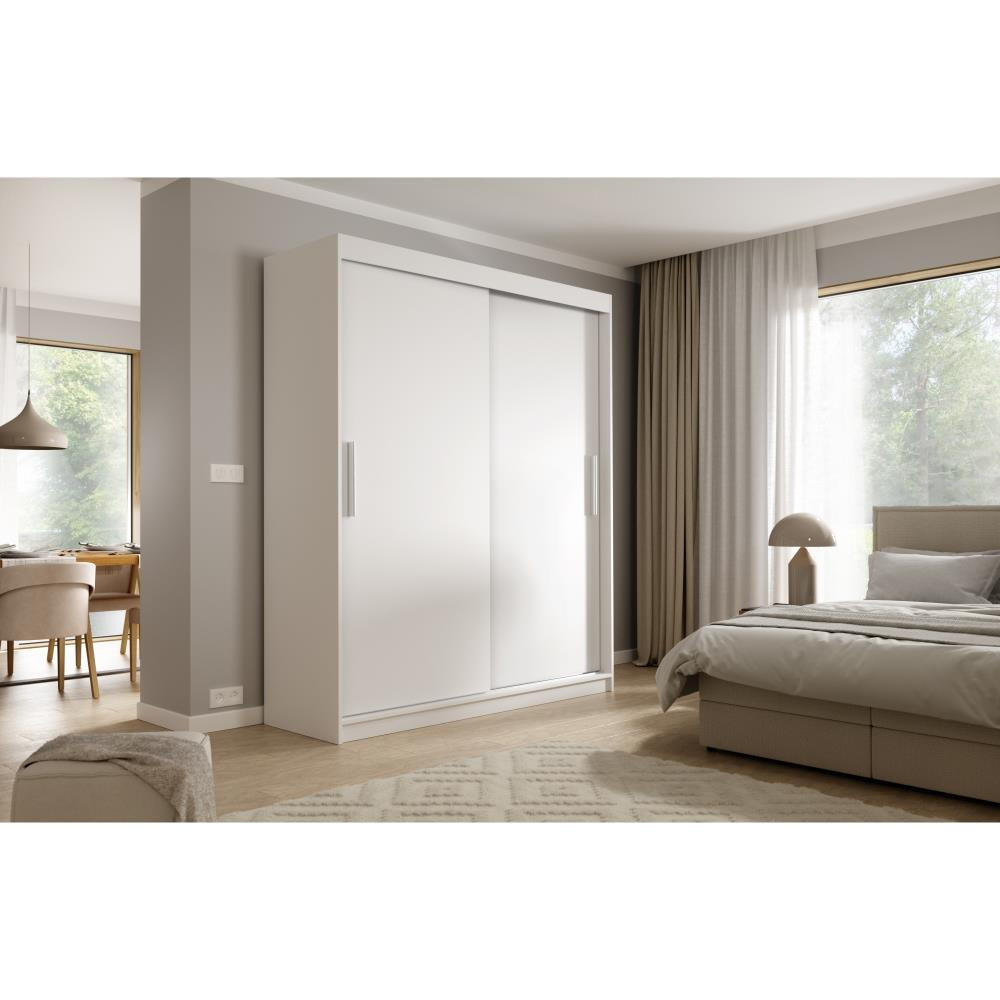 SCHWEBETÜRENSCHRANK Katrina weiß 200/215,5/59 cm 2-türig - Weiß, Holzwerkstoff (200/215.5/59cm) - Beautysofa