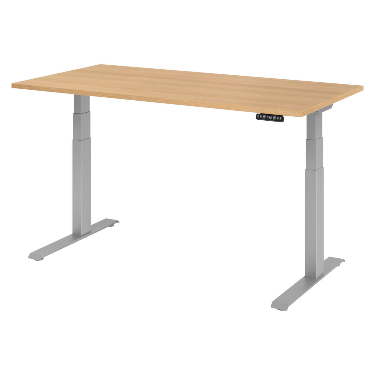 SCHREIBTISCH elektrisch XDKB 80/160/74 cm in Eichefarben/Silberfarben - Eichefarben/Silberfarben, Holzwerkstoff (80/160/74cm) - bümö