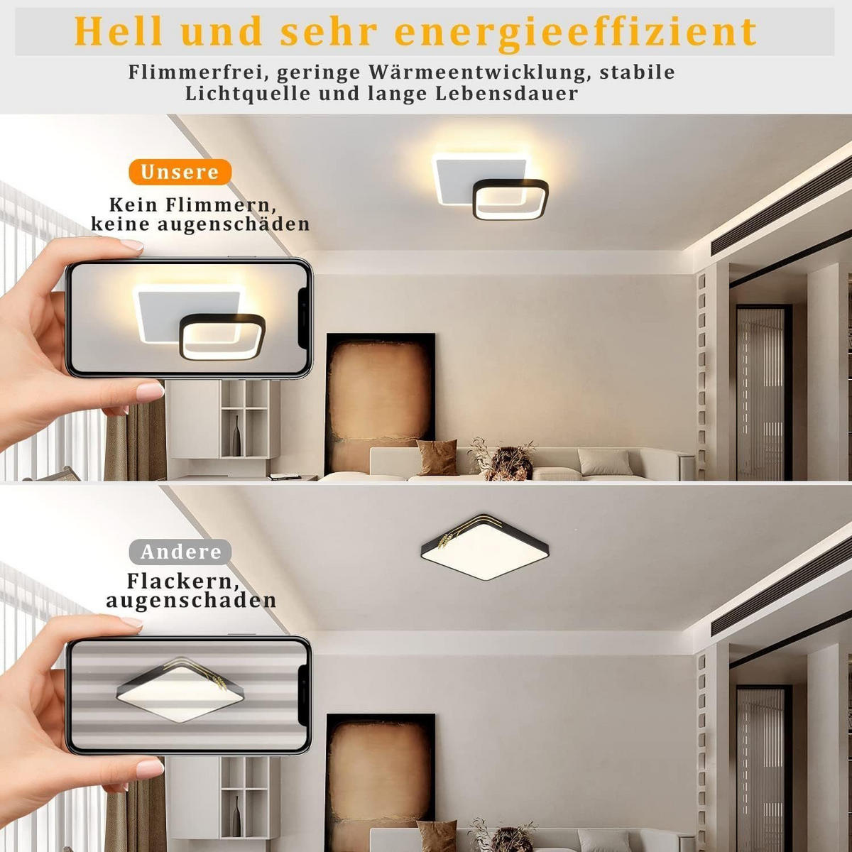 LED-DECKENLEUCHTE Archie 25/25/5 cm - Schwarz/Weiß, Metall (25/25/6cm) - Nettlife