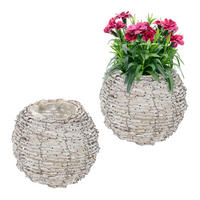 2XBLUMENTOPF - Weiß, Kunststoff/Textil (20/17/20cm) - Relaxdays