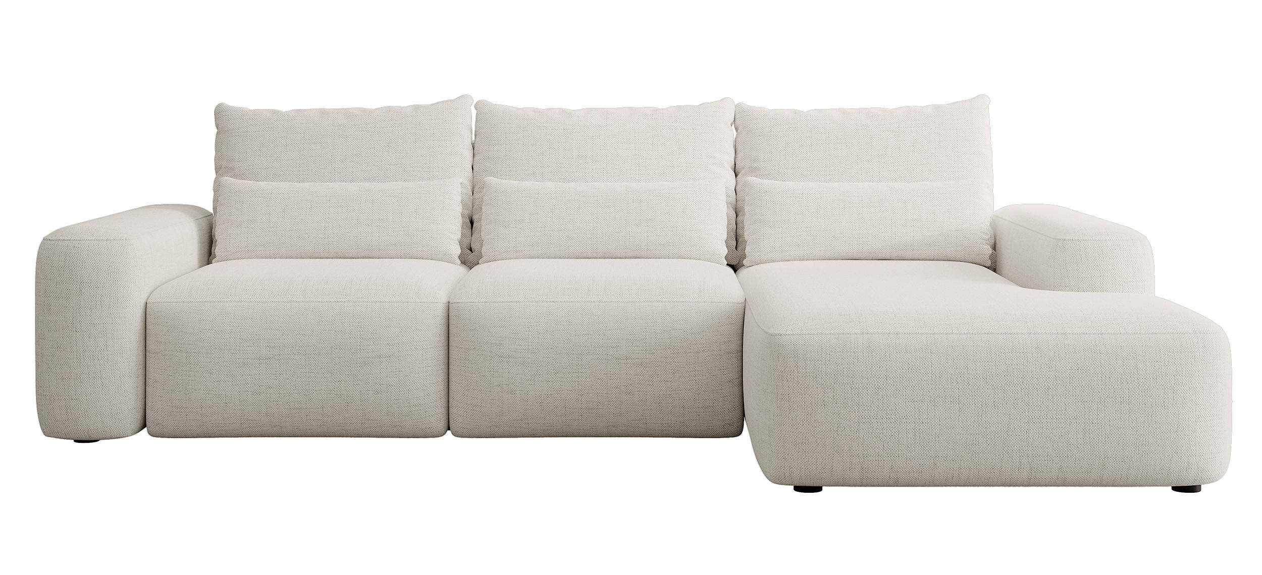 ECKSOFA Carnos mit wasserabweisendem Chenille-Bezug in Cremeweiß - Ecru, Textil (264/162cm) - Selsey