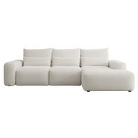 ECKSOFA Carnos mit wasserabweisendem Chenille-Bezug in Cremeweiß - Ecru, Textil (264/162cm) - Selsey