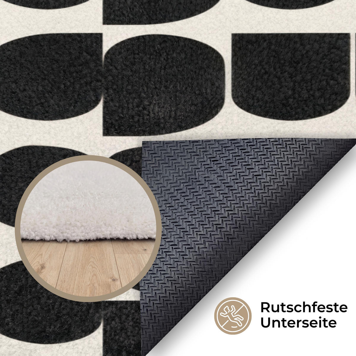 KOBERCE - Moderné - vzorované - čierne - 80x120 cm - čierna, textil/plast (80/0.4cm) - OnlyWow
