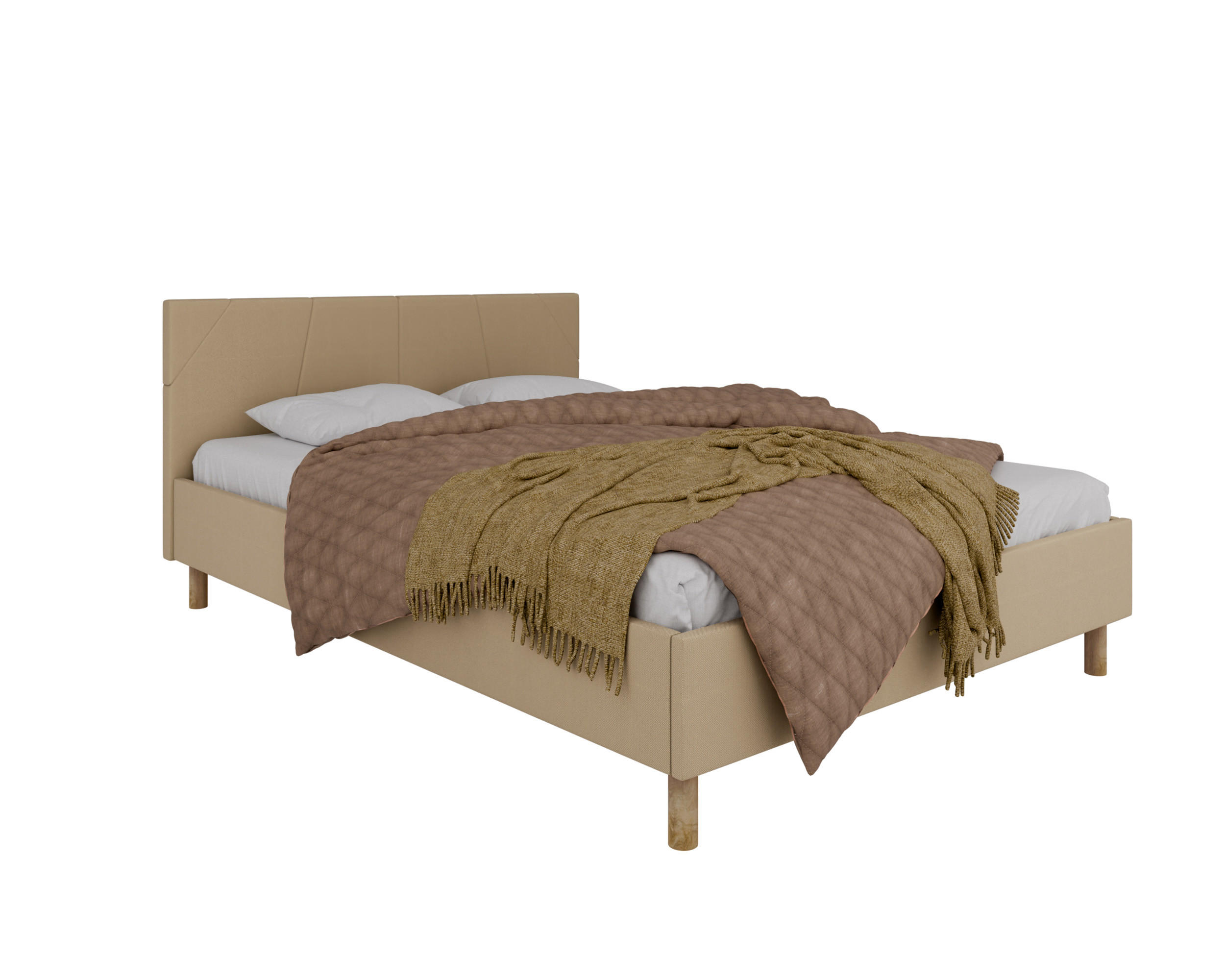 POLSTERBETT ALMORE 140x200cm, 7-Zonen-Taschenfederkernmatratze CIRA (24 cm), Creme - Creme, Holz (140/200cm) - Homesy