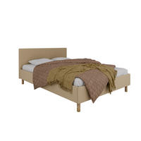 POLSTERBETT ALMORE 140x200cm, 7-Zonen-Taschenfederkernmatratze mit Kokos ARLAN (21 cm), Creme - Creme, Holz (140/200cm) - Homesy