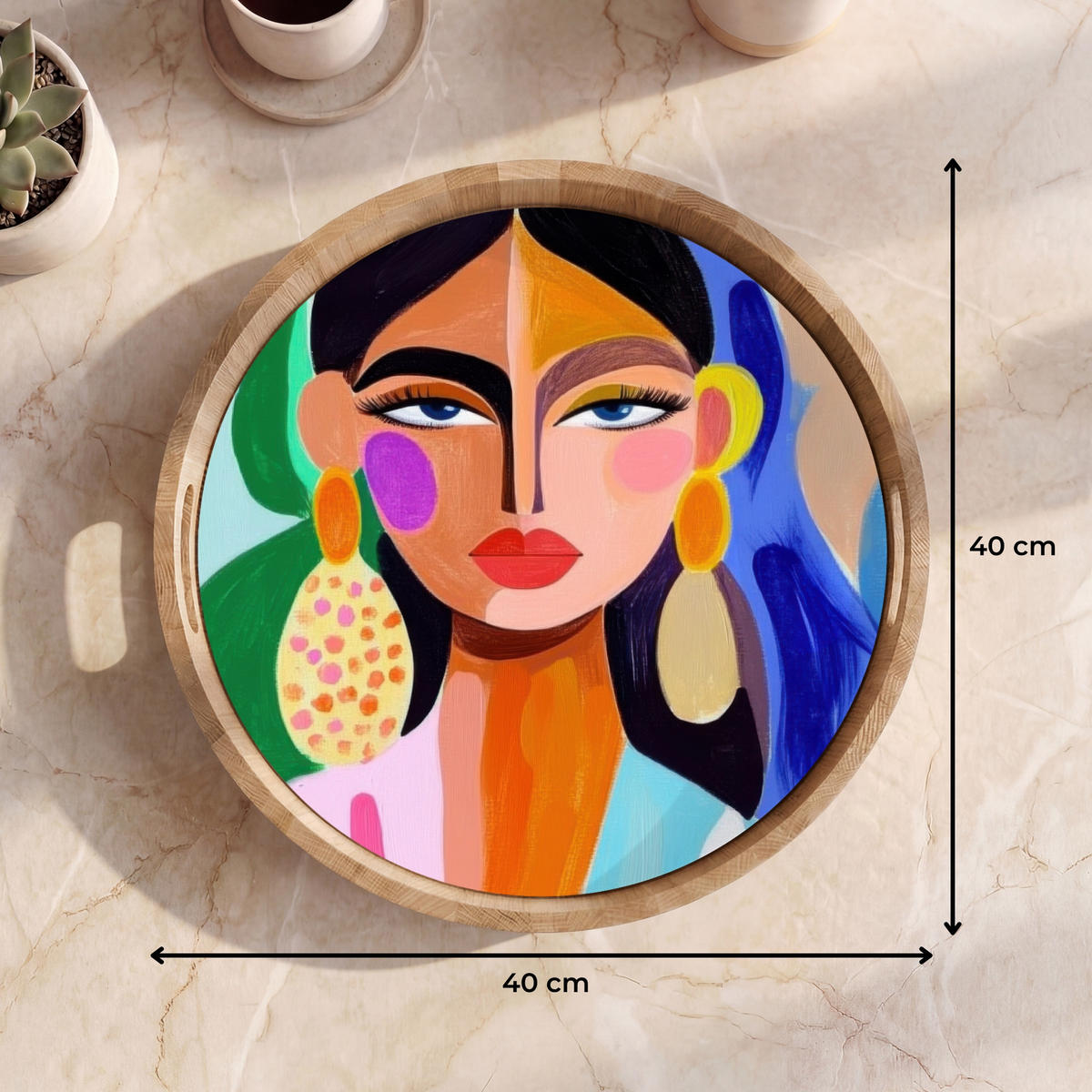 TABLETT - Porträt - Frau - Modern - 40x40 cm - Multicolor, Holz (40/5/5cm) - OnlyWow