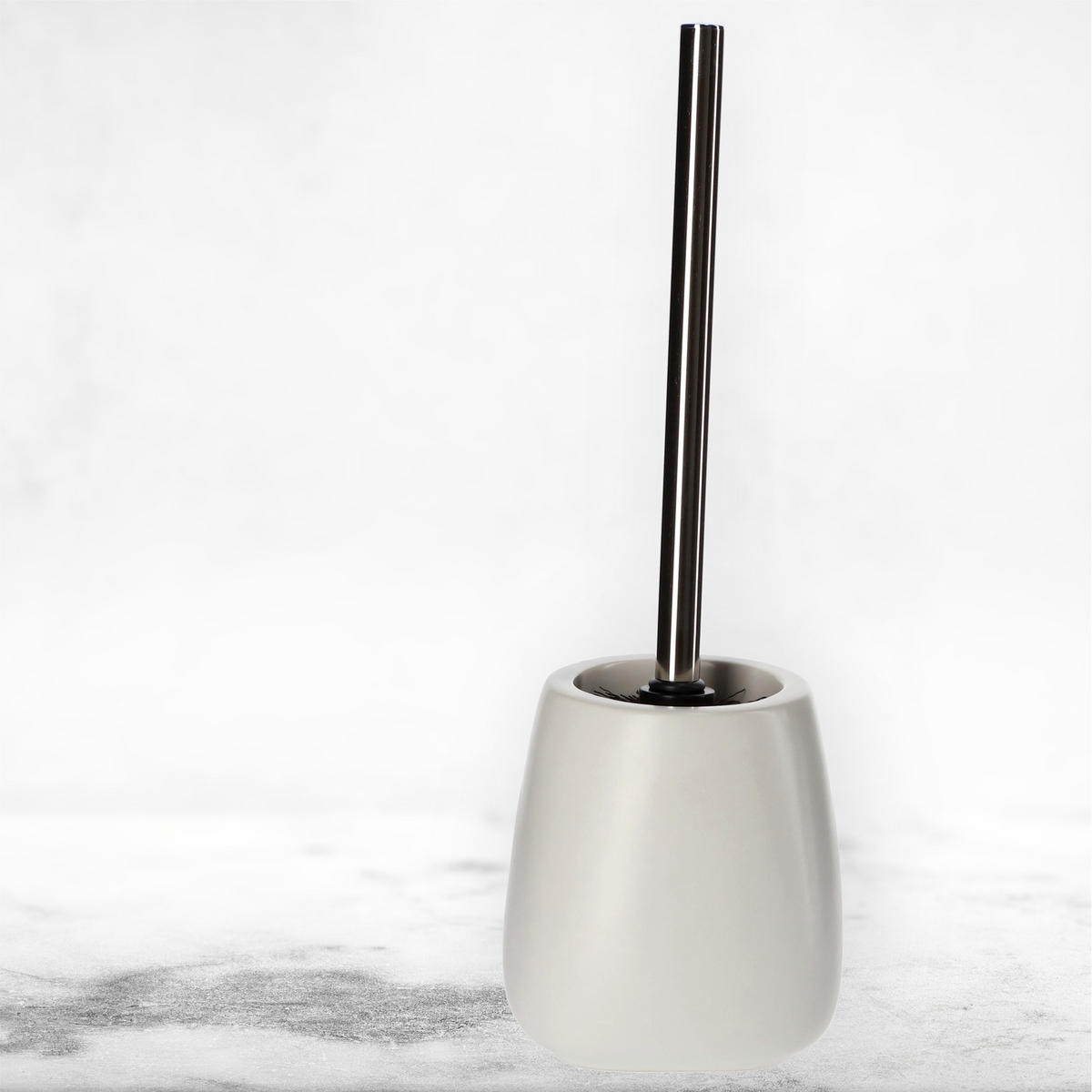 TOILETTENBÜRSTE mit Behälter, 36 cm, weiß - Weiß, Keramik/Kunststoff (12/36cm) - KADAX