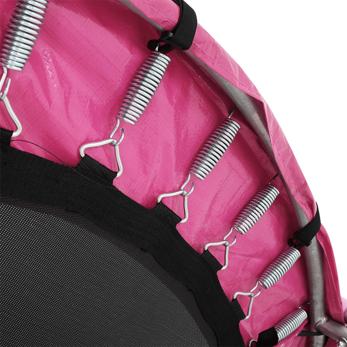 TRAMPOLIN aus Stahl, PP, EPE, Federn in Rosa + Schwarz mit Sicherheitsnetz für Kinder 150 cm Durchmesser x 160 cm Höhe - Pink, Metall (150/150/160cm) - Livingandhome