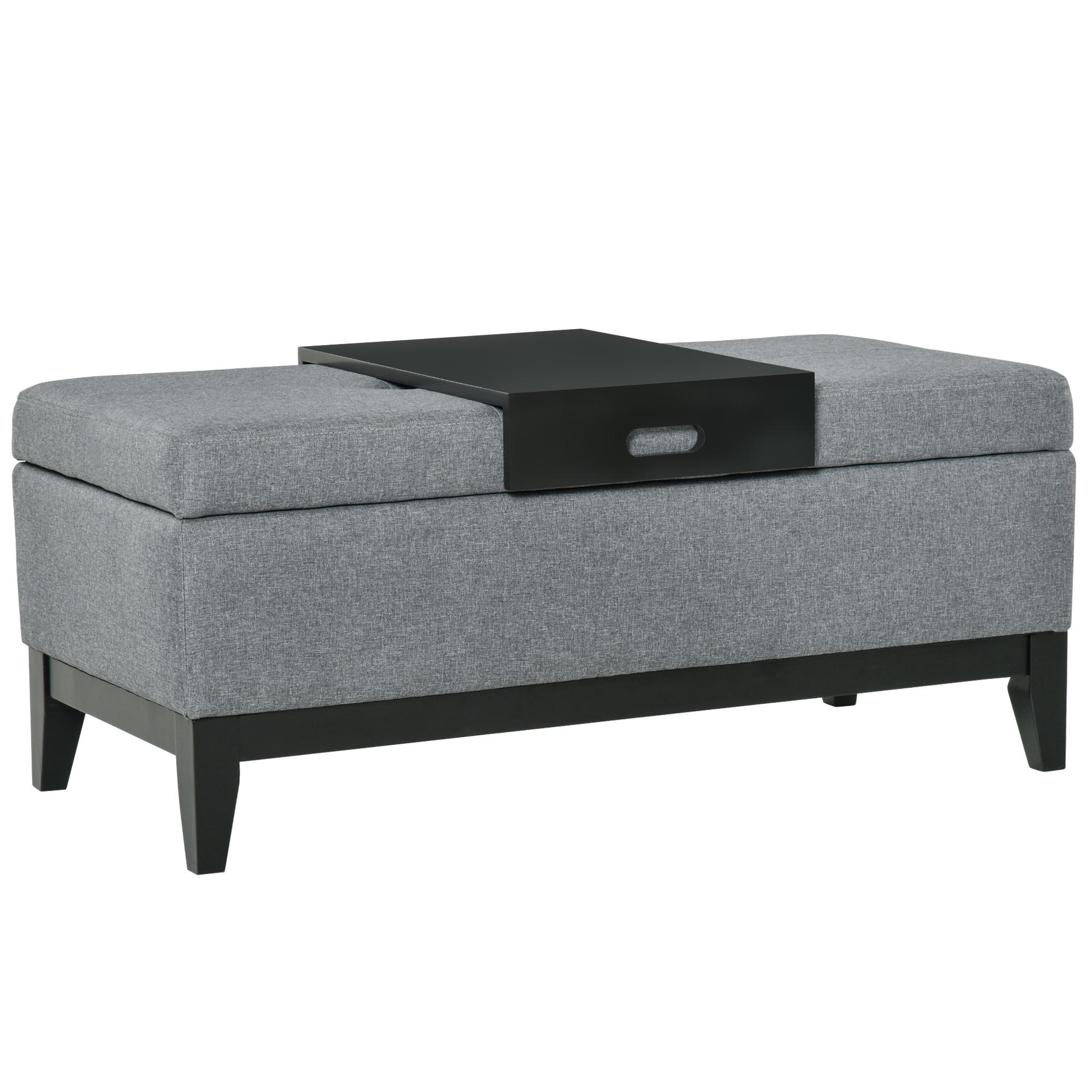 SITZBANK, Birkenholz, Dunkelgrau+Schwarz - Multicolor, Kunststoff (50/44/107cm) - HOMCOM