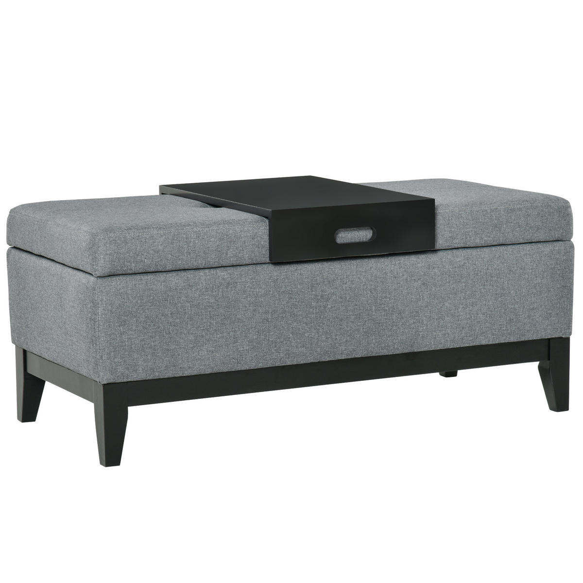 SITZBANK, Birkenholz, Dunkelgrau+Schwarz - Multicolor, Kunststoff (50/44/107cm) - HOMCOM