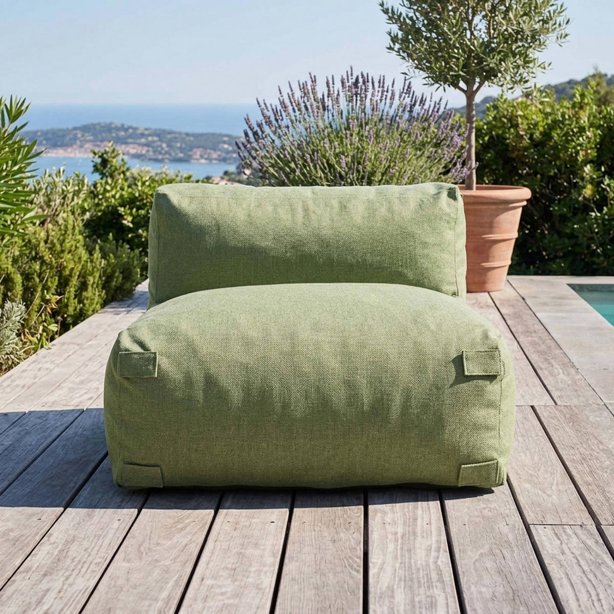 GARTENSOFA mit 3 Sitzplätzen, Kaktusgrünen - Grün, Textil - Oviala