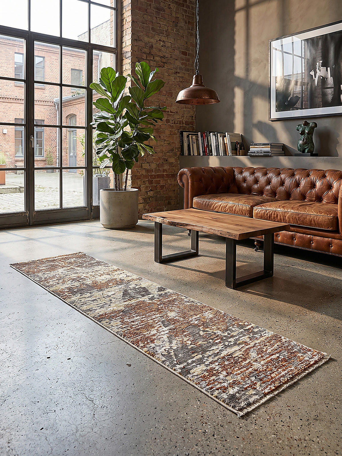 TEPPICH Kurzflor Modern Abstrakte Motive, Wohnzimmer Erdtöne Läufer 60x230 - Braun, Textil (230/60cm) - KADIMA DESIGN