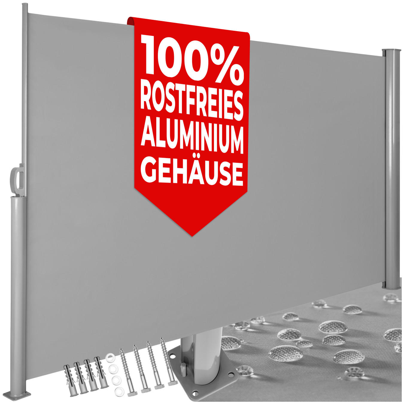 SEITENMARKISE ,180 x 300 cm,grau - Grau, Textil (180/10cm) - tectake