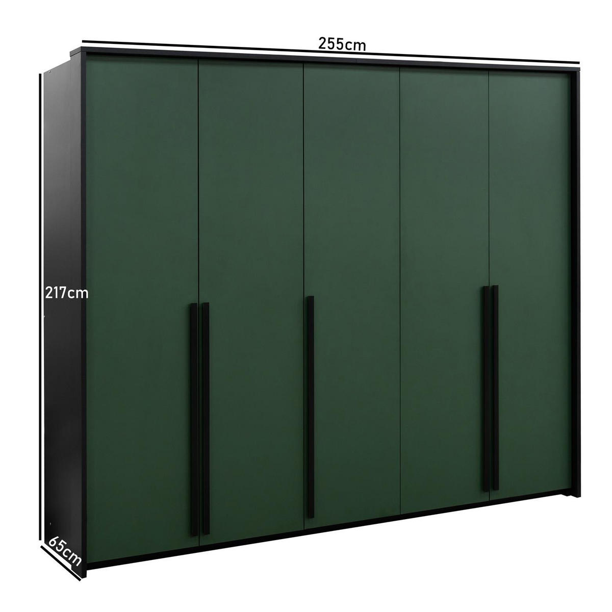 KLEIDERSCHRANK Genua 255 cm, Sandbeige, 5-türig, Modern - Beige, Holzwerkstoff (255/217/65cm) - Bettso