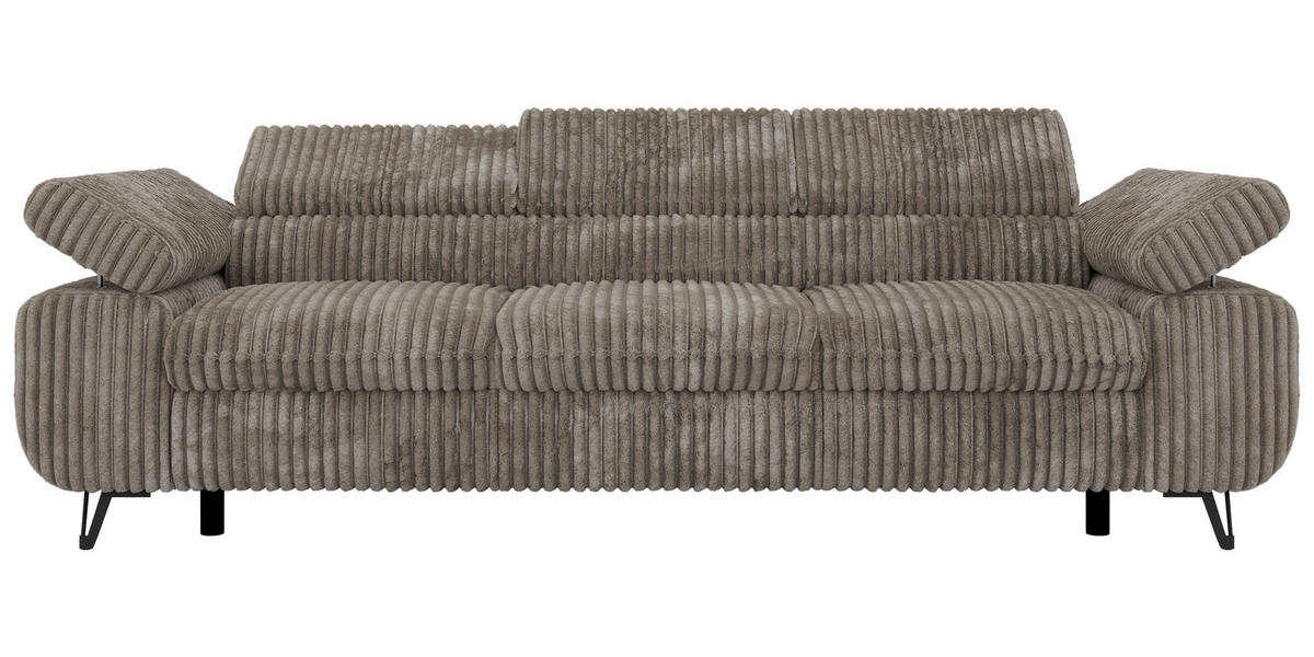 3-SITZER SOFA PETER - Hellbraun Cord - Hellbraun/Schwarz, Textil/Metall (262/76/99cm) - MKS