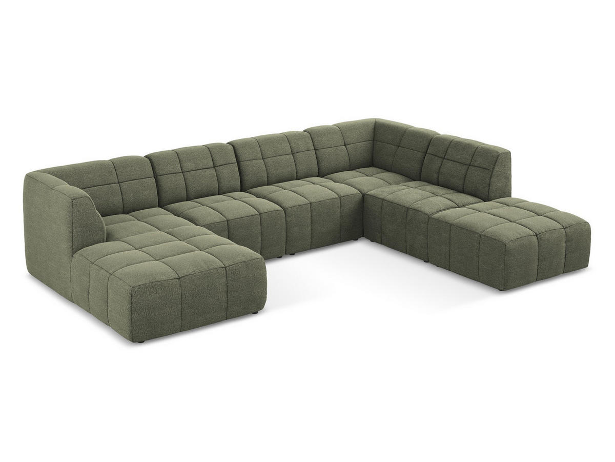 ECKSOFA Links Samt Stoff Grau - Silberfarben/Schwarz, Holzwerkstoff/Kunststoff (248/166cm) - Makamii