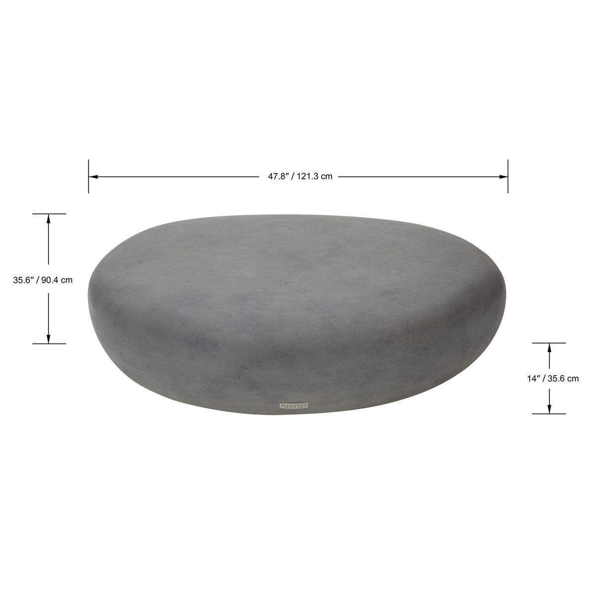 COUCHTISCH HAWAII Steinform Groß aus Beton 121 x 90 x 35 cm - Grau, Naturmaterialien (90/121/35cm) - Elementi