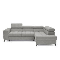 ECKSOFA PUDDING S Rechts mit Schlaffunktion 125x195 Velours Grau - Schwarz/Grau, Holz/Textil (275/177cm) - Muffo