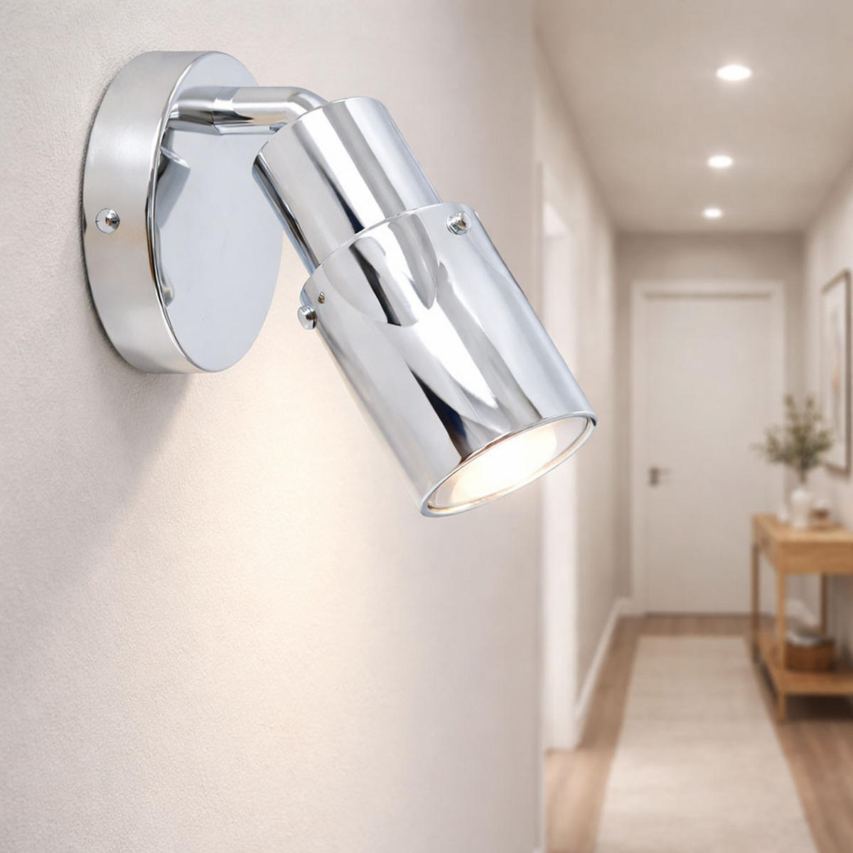 WANDLEUCHTE Chrom Glas satiniert Silber - Silberfarben, Glas (10.5/10/10.5cm) - Briloner