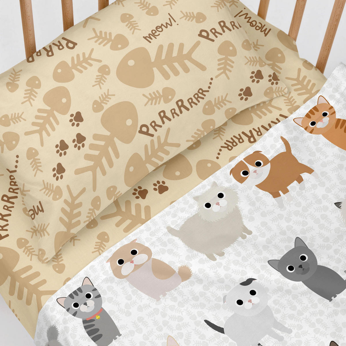 SPANNBETTTUCH cats 60x120x14 cm (kinderbett) mehrfarbig - Multicolor, Textil (60/120cm) - Happy Friday