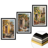 WANDBILDER 3er-Set - 40x60 cm Schwarzer Rahmen - Zitrusfrüchte, Hofpflanzen - Schwarz, Kunststoff (40/60cm) - ArtPrintCave