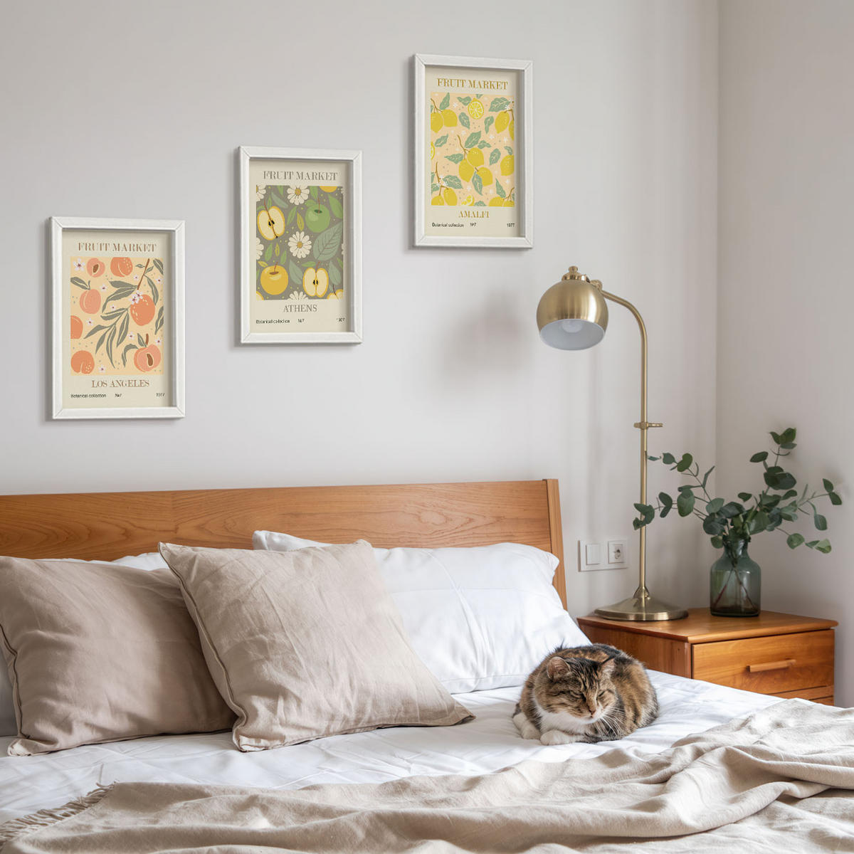 WANDBILDER 3er-Set - 20x30 cm Weißer Rahmen - Retro-Poster mit Fruchtmustern - Weiß, Kunststoff (20/30cm) - ArtPrintCave