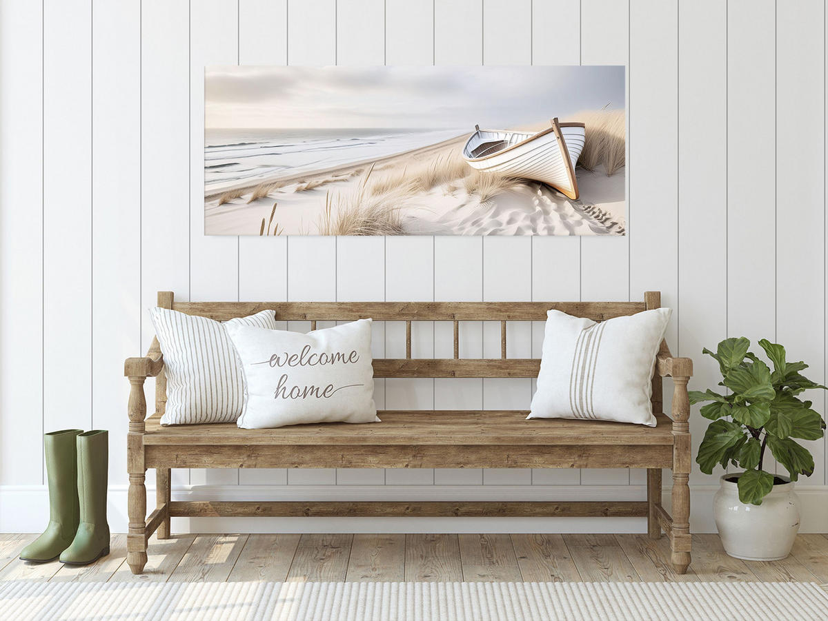 GLASBILD 125x50 cm Strand beige - Beige, Glas (125/50cm) - artissimo