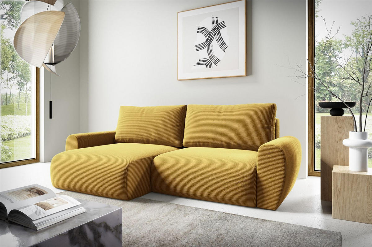ECKSOFA Galan Mit Schlaffunktion - Gelb, Holzwerkstoff/Textil (253/153cm) - Fun Möbel