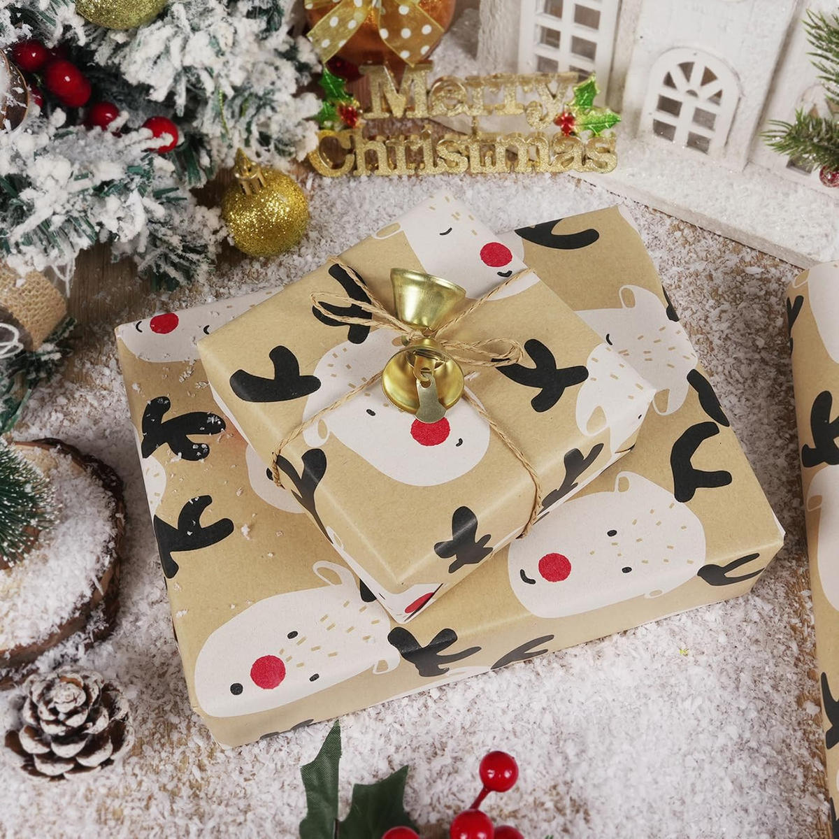GESCHENKPAPIER – Weihnachts-Geschenkpapier – 43 x 300 cm – Braun - Braun, Papier (4/4/43cm)