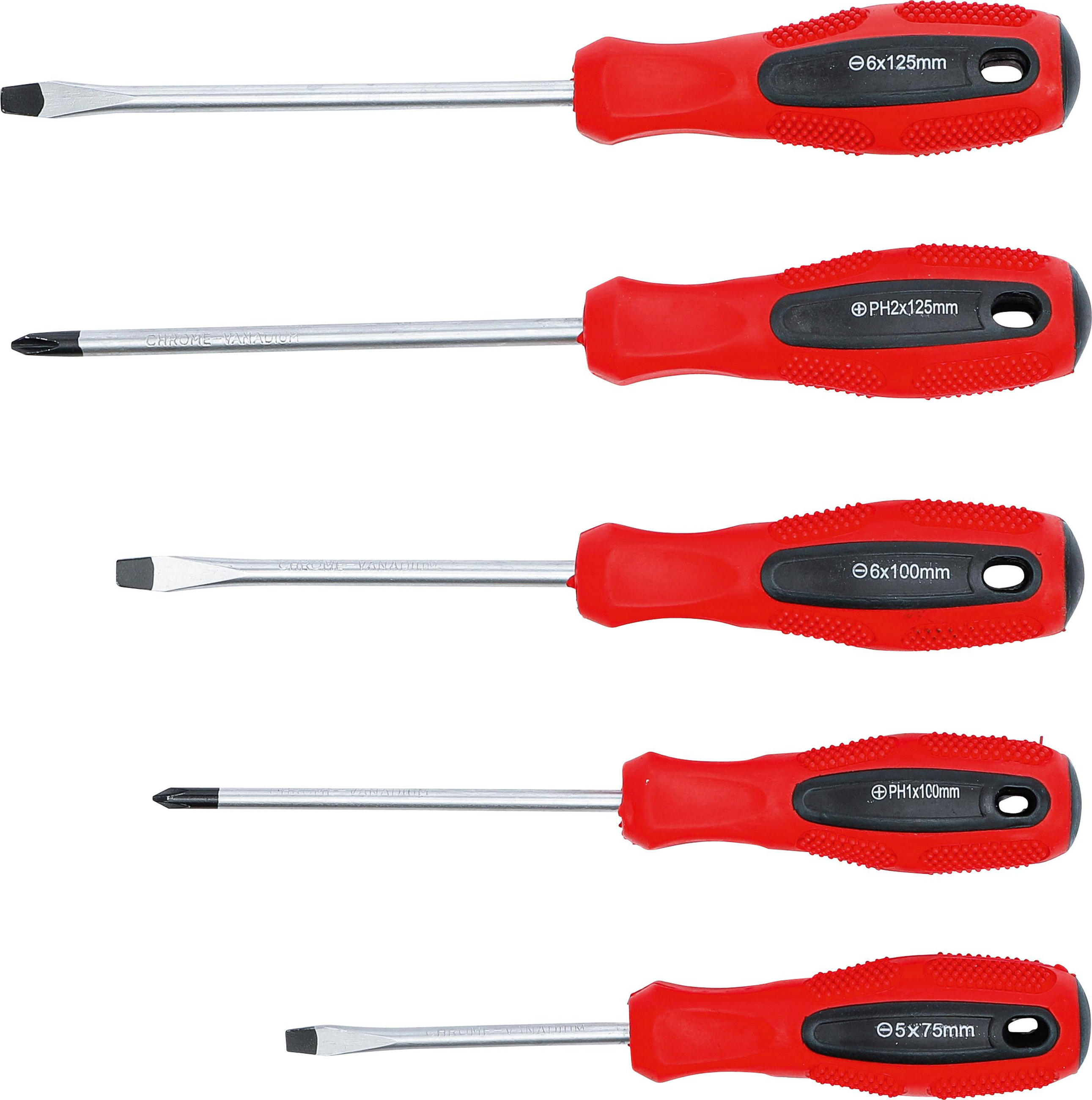 SCHRAUBENDREHER-SATZ | SCHLITZ / KREUZSCHLITZ | 5-TLG. - Multicolor, Kunststoff/Metall (1/1cm) - BGS technic