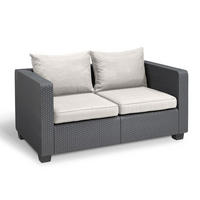 GARTENSOFA Salta 2-Sitzer in Anthrazit mit Kissen, Rattanoptik, Wetterfest - Anthrazit, Textil (800/84/1200cm) - Allibert