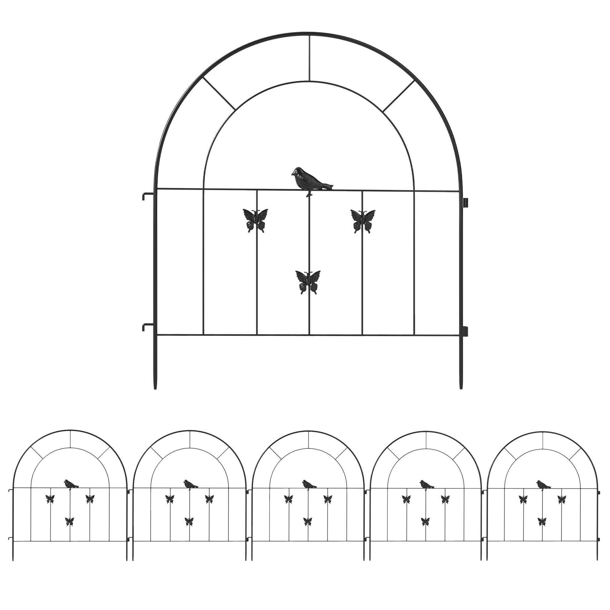 GARTENZAUN Stahl 300 cm x 70 cm - Schwarz, Metall (1/70cm) - Outsunny