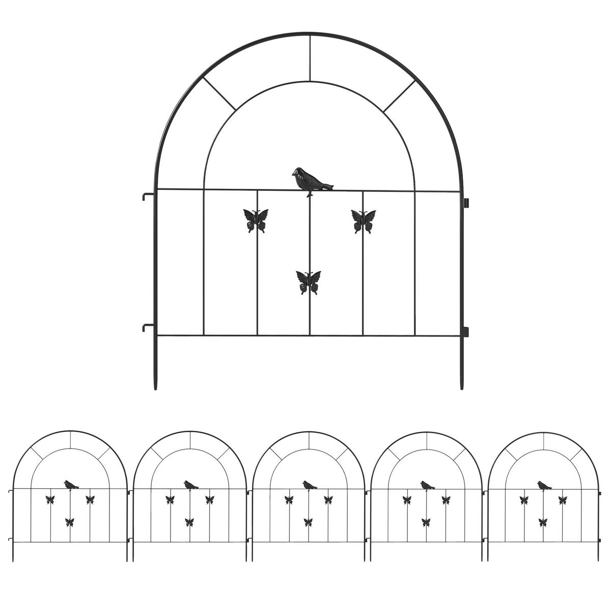 GARTENZAUN Stahl 300 cm x 70 cm - Schwarz, Metall (1/70cm) - Outsunny